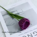 Realistic purple artificial PU tulip flower 35cm length for home desktop decoration - Purple