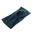 Elastic dark green ribbed cotton headband with stylish criss cross twist knot design - Dark Green