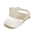 Detail of beige satin sun visor featuring fine curved stitching and glossy silk texture - M (56-58cm) / Beige