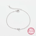 925 sterling silver chain bracelet featuring a sparkling zircon paved letter Y pendant - Letter Y / White Gold