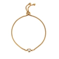 Minimalist gold box chain bracelet featuring a white round cubic zirconia birthstone - Gold-April(Clear Zircon)