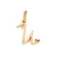 Polished gold stainless steel letter U pendant with a delicate heart charm detail - Letter U / Gold