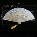 Foldable fan with white cherry blossoms and butterfly patterns, 38cm width size - Spring Garden (Yellow)