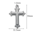 Silver stainless steel cross pendant with 50mm height and 32.5mm width dimensions - Style Z2305S13
