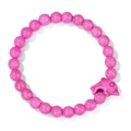 Bracciale di perle di pietra rosa con ciondolo a delfino e consistenza liscia e tonda - rosa acceso