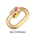 Golden oval screw clasp with colorful dots for jewelry making, size 15x22mm - Style 51 (Gold Enamel Dots Clasp 15x22mm)