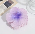 Macro detail of gradient purple frangipani hair claw clip with acrylic flower petals - Plumeria Claw Clip Purple
