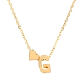 Golden heart necklace featuring a capital letter G pendant on a polished O-link chain - Letter G (10023)