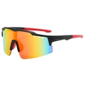 Outdoor sports cycling sunglasses with red-orange gradient lenses and black-red frame - Black Frame Red Mirror
