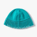 Teal knitted beanie hat with thick texture and white contrast stitching details - Teal (21B016)