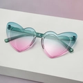 Fashion heart shaped sunglasses with green gradient lenses and translucent green frame - Green to Pink Gradient