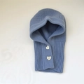 Blue knitted balaclava for kids featuring white heart buttons and cozy winter texture - 48-52CM (Recommended 2-6 Years) / Heart Light Blue