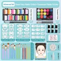 Water-based 12-color face and body paint palette with professional brushes and stencils set - 2024 New 12 Grid Flower Fairy [Fluorescent High-Level Set]