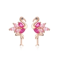 Rose gold flamingo stud earrings with pink and rose red marquise stones for women - Rose Gold Flamingo Style (SE164)