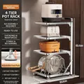 4-tier stainless steel kitchen organizer rack with adjustable height silver trays - Upgraded-4 Tier / Original Stainless Steel