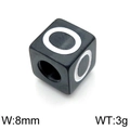 8mm black square letter bead with white pattern, DIY craft accessory weighing 3g - Letter O Black (KLJ1180-Z)