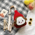 Kids red canvas chest bag featuring a cartoon monkey motif and adjustable strap - Red Monkey