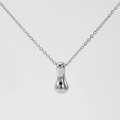 Polished silver teardrop pendant necklace in 18K gold plated stainless steel style - Silver-Teardrop Style