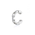 Sparkling chain link ear cuff with white zircons in silver finish for non-pierced ears - 6(Single) Silver-Pave Chain Design