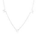 Polished silver stainless steel MOM letter necklace with individual pendants on thin chain - Silver (KN236018-KLX)
