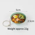 Grüner Miniatur Ramen Schüssel Schlüsselanhänger mit Brokkoli und Ei, 5cm Durchmesser - Brokkoli-Eier-Nudeln / Schlüsselanhänger-Stil