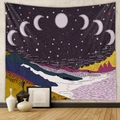 Detailaufnahme der Textur des Wandteppichs mit Mond und Sternen an einer Wand - 73X95CM / GT508-1 Gebürstetes Gewebe