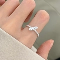 Minimalist 925 sterling silver open twist ring in silver finish for women - Silver Rope Rectangle (JZ1115)