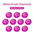 Set van 10 grote 40mm rozerode acryl diamanten voor decoratie en knutselprojecten - 40mm (Rozerood)