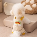 Beige corduroy dog jumpsuit with rainbow embroidery and yellow accents for small pets - Beige Rainbow Thick / S (Recommended weight 1.5-2.5kg)