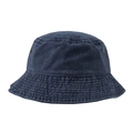 Sombrero de pescador de algodón lavado azul marino con ala corta y ojales metálicos unisex - M / Azul Marino
