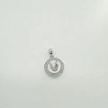 Round bird pendant in silver finish with white shell inlay and sparkling zircon crystals - Bird / Silver (White Shell)