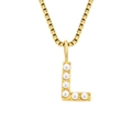 Elegant golden stainless steel box chain necklace with pearl-inlaid letter L pendant - Letter L - Gold