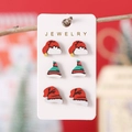Three-pair Christmas hat stud earring set in festive red white and green colors - Assorted Santa Hats Set (1553)