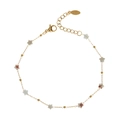 Golden chain bracelet featuring star-shaped stone charms and small gold beads with clasp - Gold Star Pendant