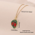 Collana a coccinella dorata con ciondolo a foglia verde, gioielli in acciaio inox e rame - Stile Coccinella Rossa su Foglia Verde (6#)