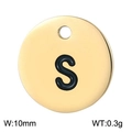 Polished golden stainless steel round pendant with letter S engraving, 10mm width - Letter S Gold (KLJ1396-Z)