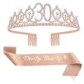 Rose gold 30th birthday set with glitter Dirty Thirty sash and rhinestone tiara - 30th Rose Gold Dirty Set
