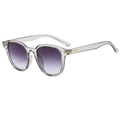 Retro square sunglasses with grey transparent frame and purple gradient lenses - Grey Frame Gradient Grey Lens