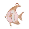 Tropical fish pendant charm in rose gold with pink and white enamel for DIY jewelry - Pink Tropical Fish