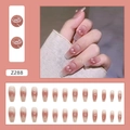 Rosa Ombré-Kunstnägel mit 3D-Herz-Charms, Sargform, komplettes 24er-Set für Frauen - Z288 Eisiges Durchscheinendes Herz