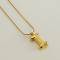 Golden balloon style letter I pendant on fine snake chain minimalist necklace for women - Letter I / Gold