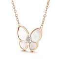 Collar de mariposa en oro rosa con nácar blanco e incrustaciones de circonita - Oro Rosa (KN229141-GC)