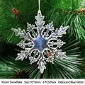 6pcs iridescent blue glitter snowflake ornaments 93mm for Christmas tree decoration - 93mm Iridescent Glitter Snowflake