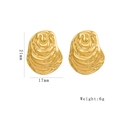 Hammered texture gold C-shaped sunflower stud earrings measuring 21mm by 17mm - 1248 Gold-Irregular Wave Texture Studs