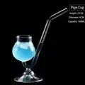 Unique pipe-shaped vampire cocktail glass with built-in glass straw and sturdy base - 100ml Pipe Shape Glass