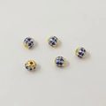 Five 18K gold-plated watermelon enamel beads with blue patterns for DIY jewelry making - 2# Heart Round Bead 5mm / 1 Piece