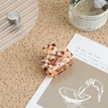 Checkered acetic acid shark clip in brown and beige colors for elegant hair styling - Yellow Coffee Mini Grid