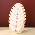 Bamboo necklace display stand featuring six colorful pendant jewelry storage slots - ZM010 Cream Velvet