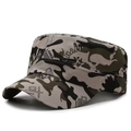 Adjustable jungle camouflage flat top military cap with star design for men and women - Kids S (49-52cm) / Reddish Camo