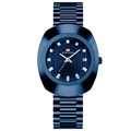 Women's oval blue dial watch with diamond markers and date window in a sleek metal finish - Men's Dark Blue (VA-2511-LAN)